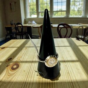 Silver 925 and Gold Ring with Crystal Accents Size 9